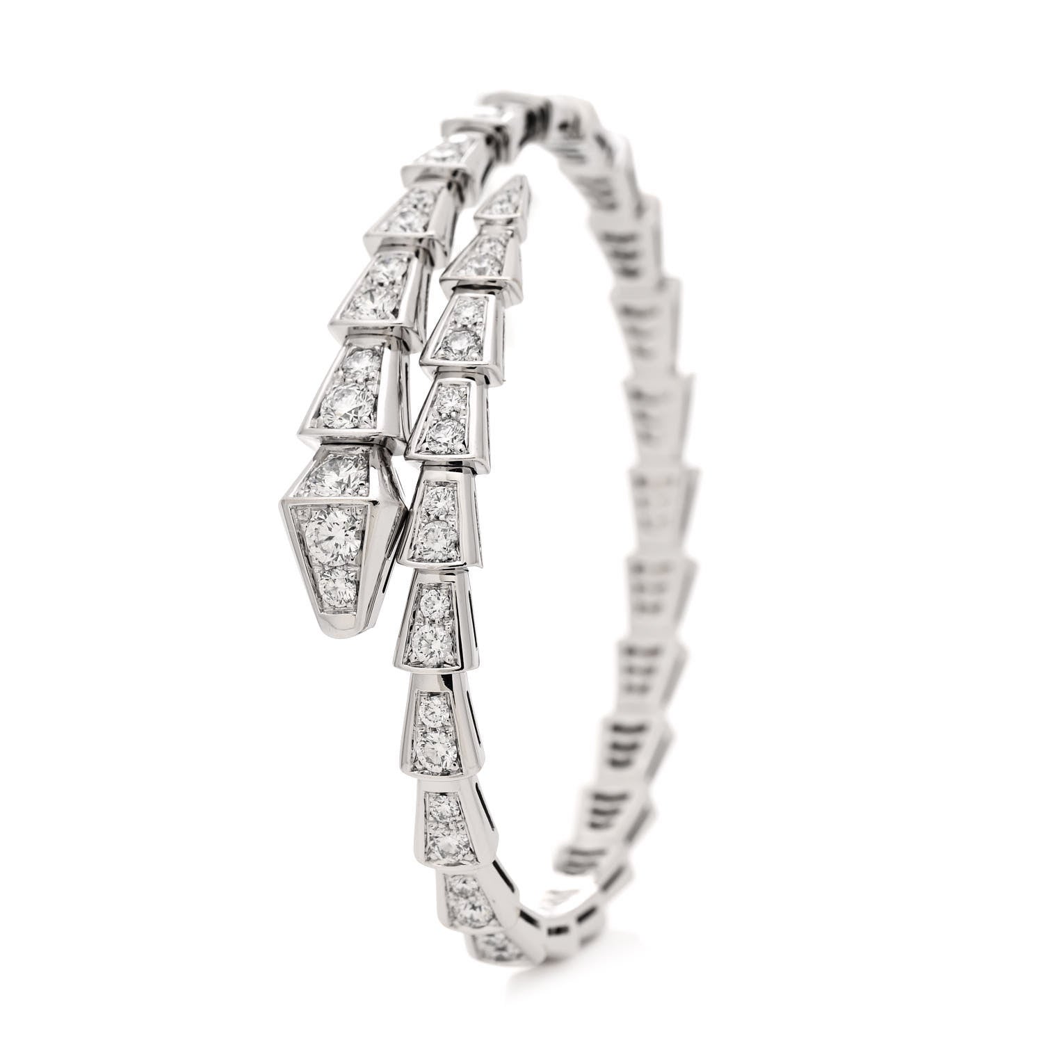 Bulgari 18K White Gold Diamond Serpenti Viper Pave Bracelet S 2 of 4