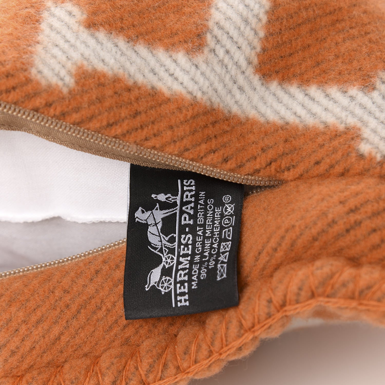 Hermes Wool Cashmere Avalon Pillow PM Ecru Potiron 3 of 3