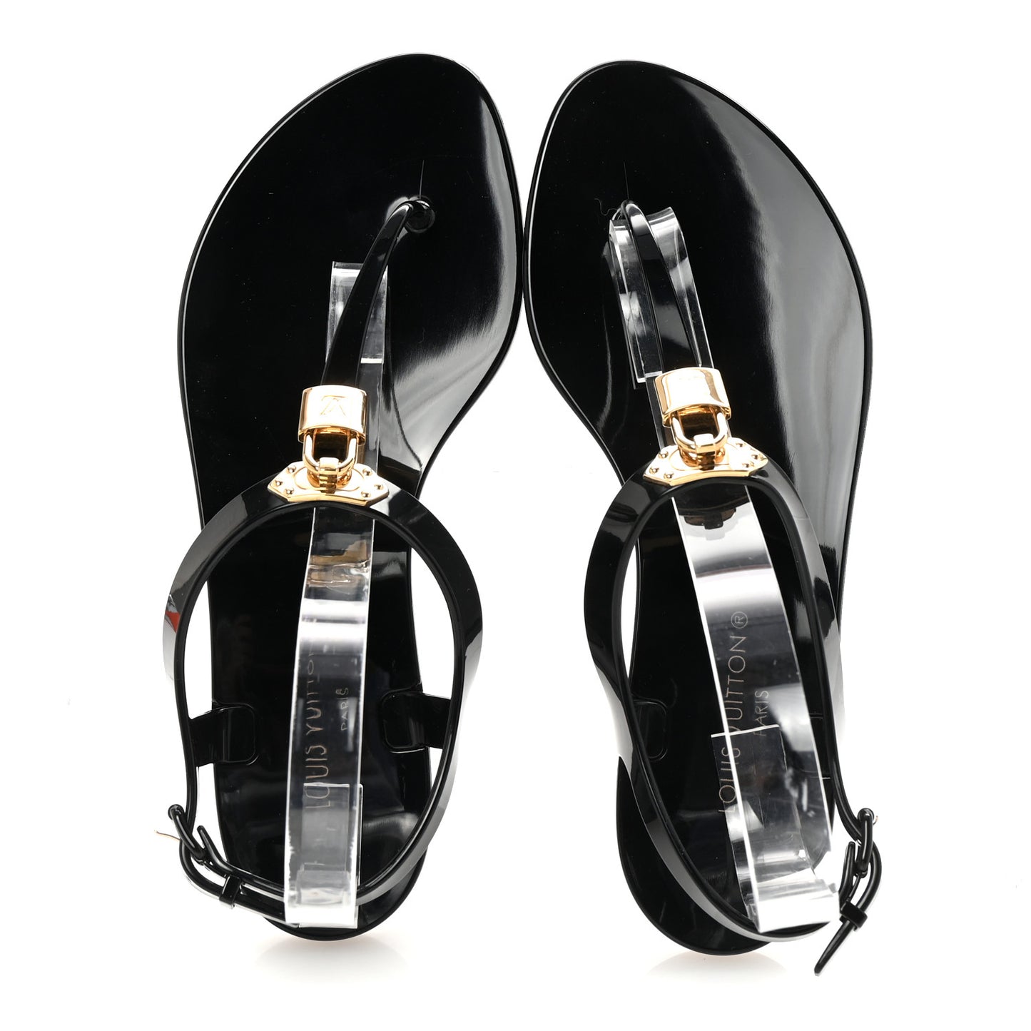 Rubber Bikini Thong Flat Sandals 39 Black