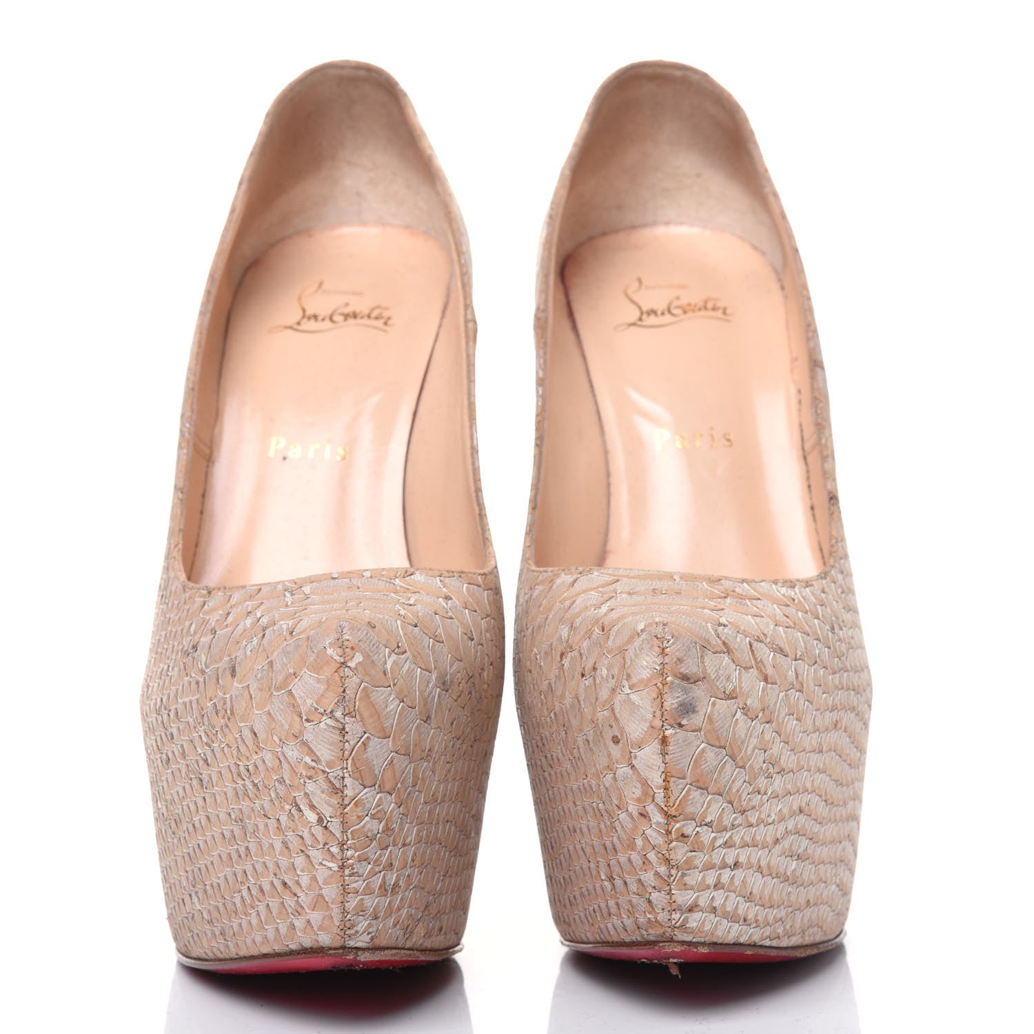 Christian Louboutin Cork Snake Embossed Daffodile 160 Pumps 39 Beige 2 of 17