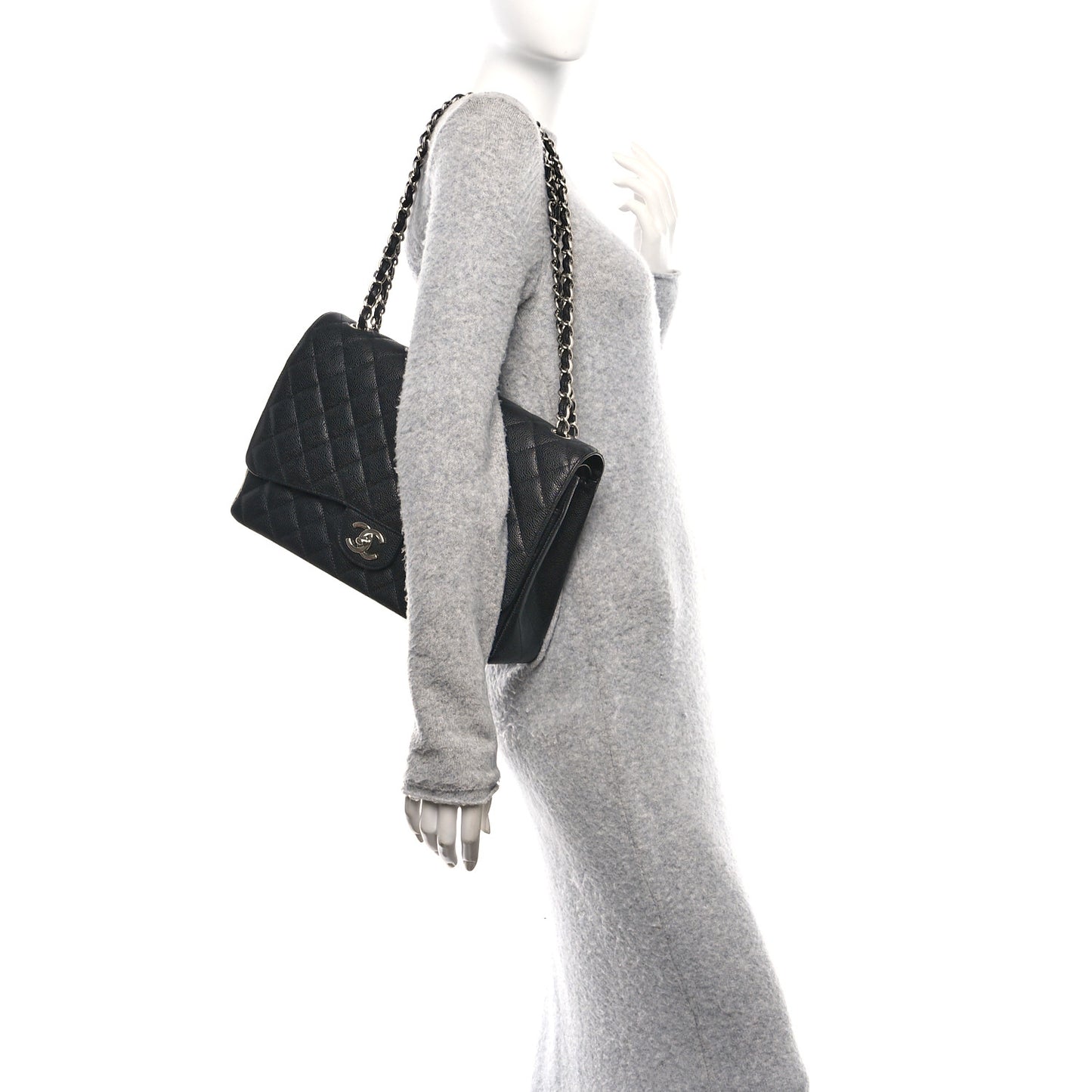 Caviar Quilted Maxi Double Flap Black