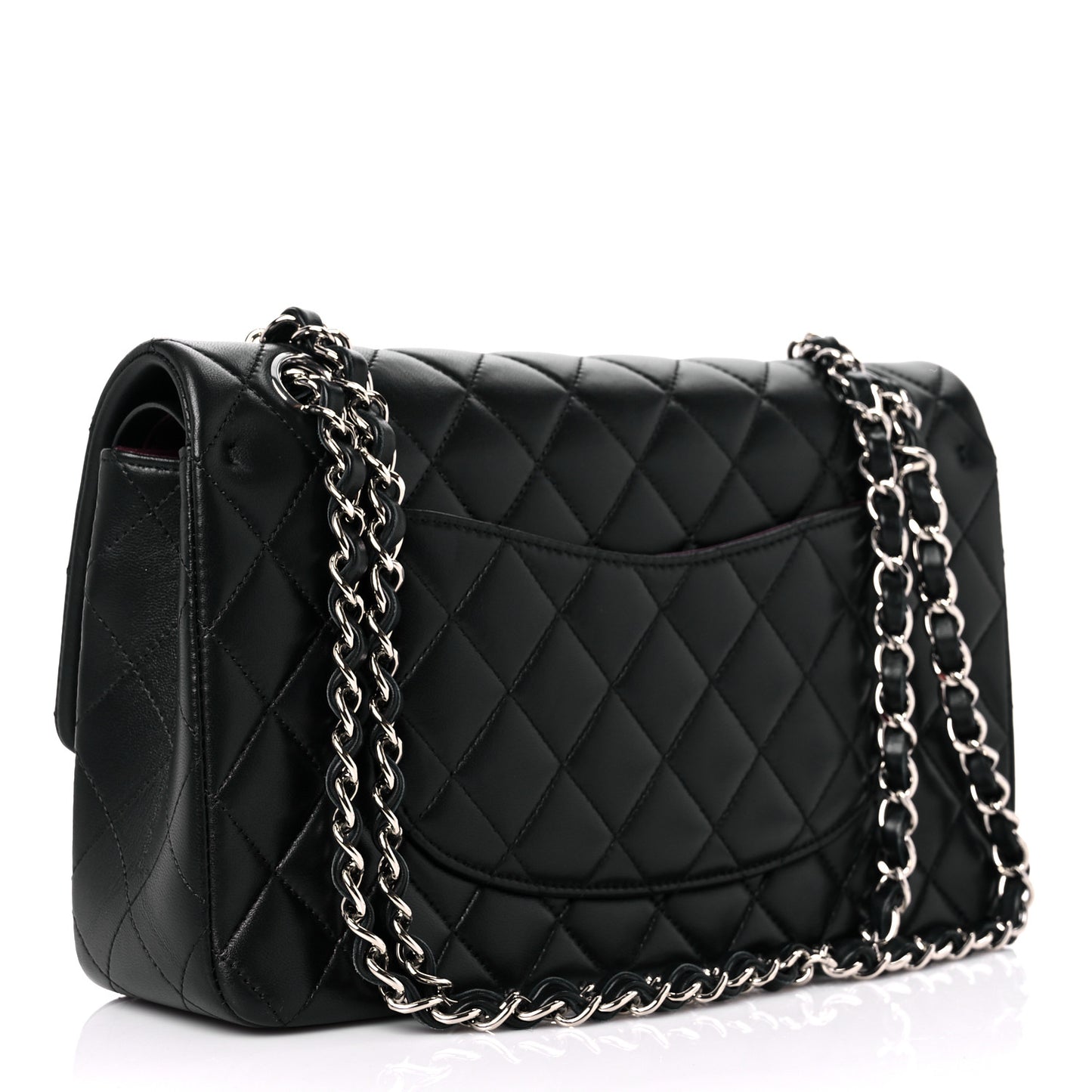 Lambskin Quilted Medium Double Flap Black