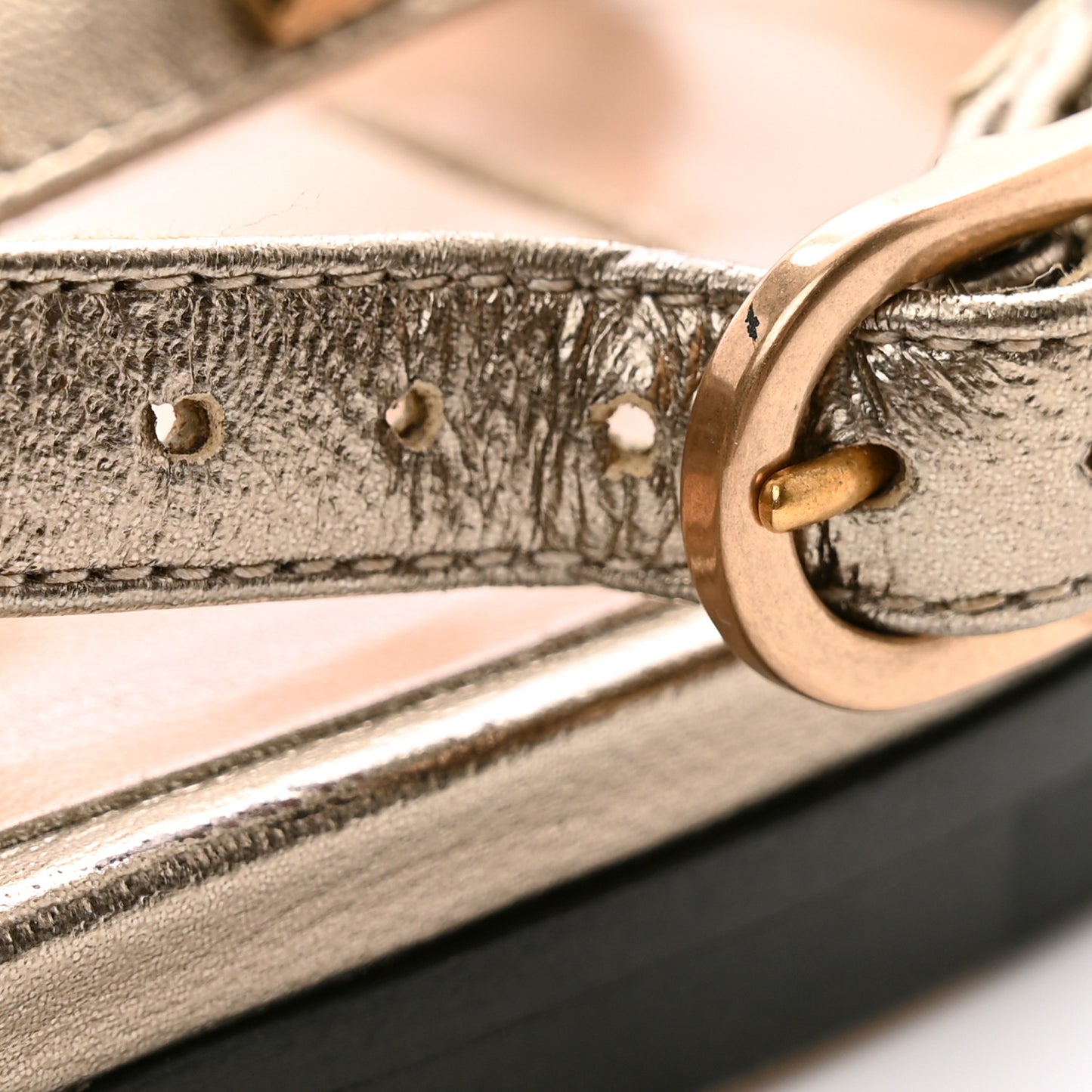 Metallic Calfskin Rockstud Ankle Wrap Flat Slide Sandals 39.5 Bronze
