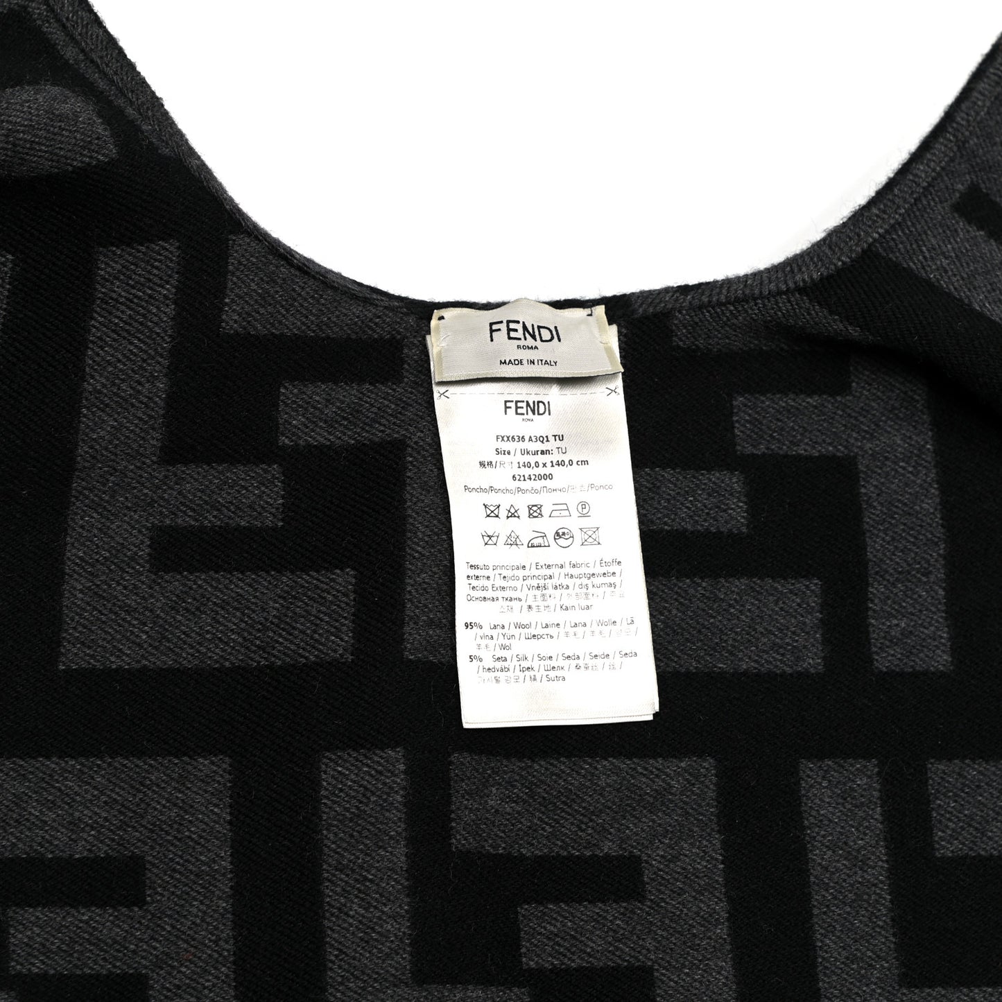 Wool Silk FF Poncho Black