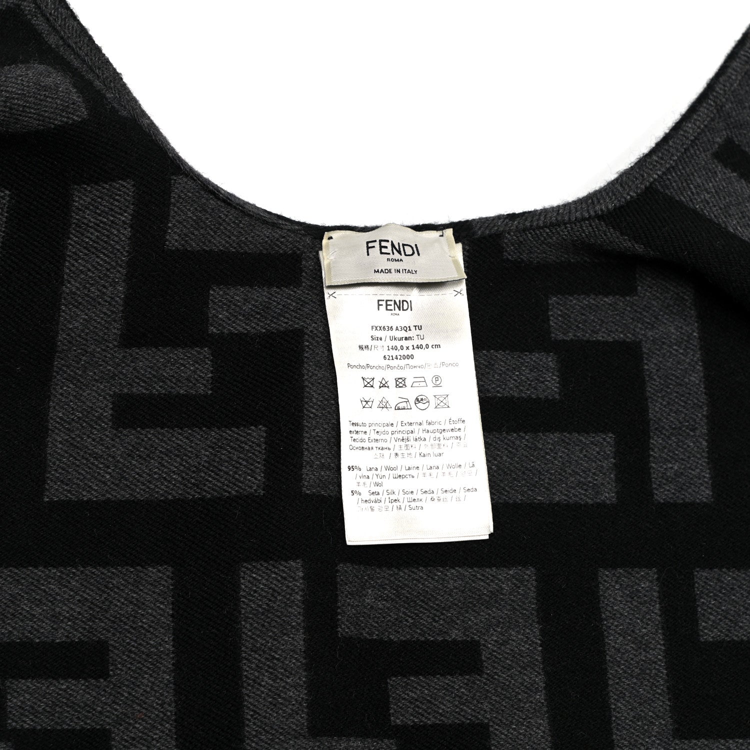 Fendi Wool Silk FF Poncho Black 4 of 4