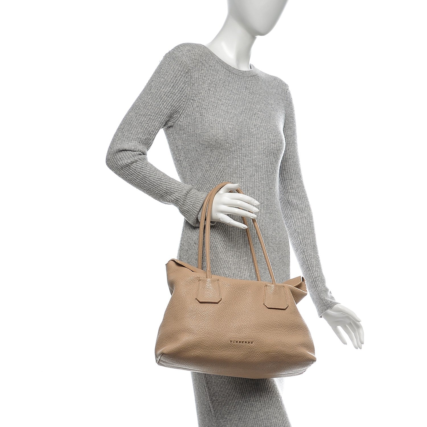 Burberry Grainy Calfskin Medium Baynard Tote Light Nude 2 of 8