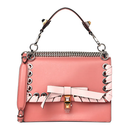 Fendi Vitello Liberty Shiny Nappa Lace Up Bow Kan I Shoulder Bag Macaron Confetto 1 of 11