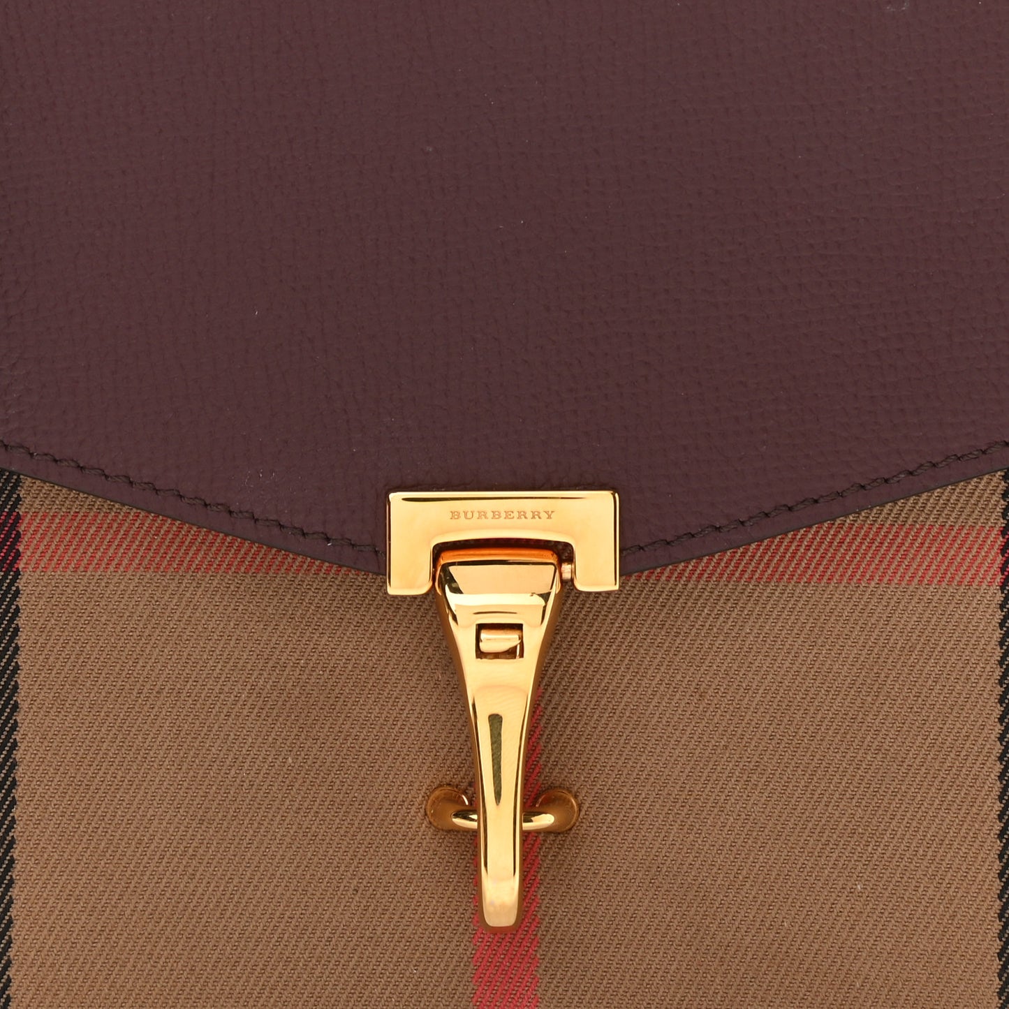 Derby Calfskin House Check Small Macken Crossbody Bag Mahogany Red