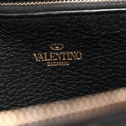 Valentino Garavani Metallic Pebbled Calfskin Rockstud Zip Around Wallet Skin 6 of 12