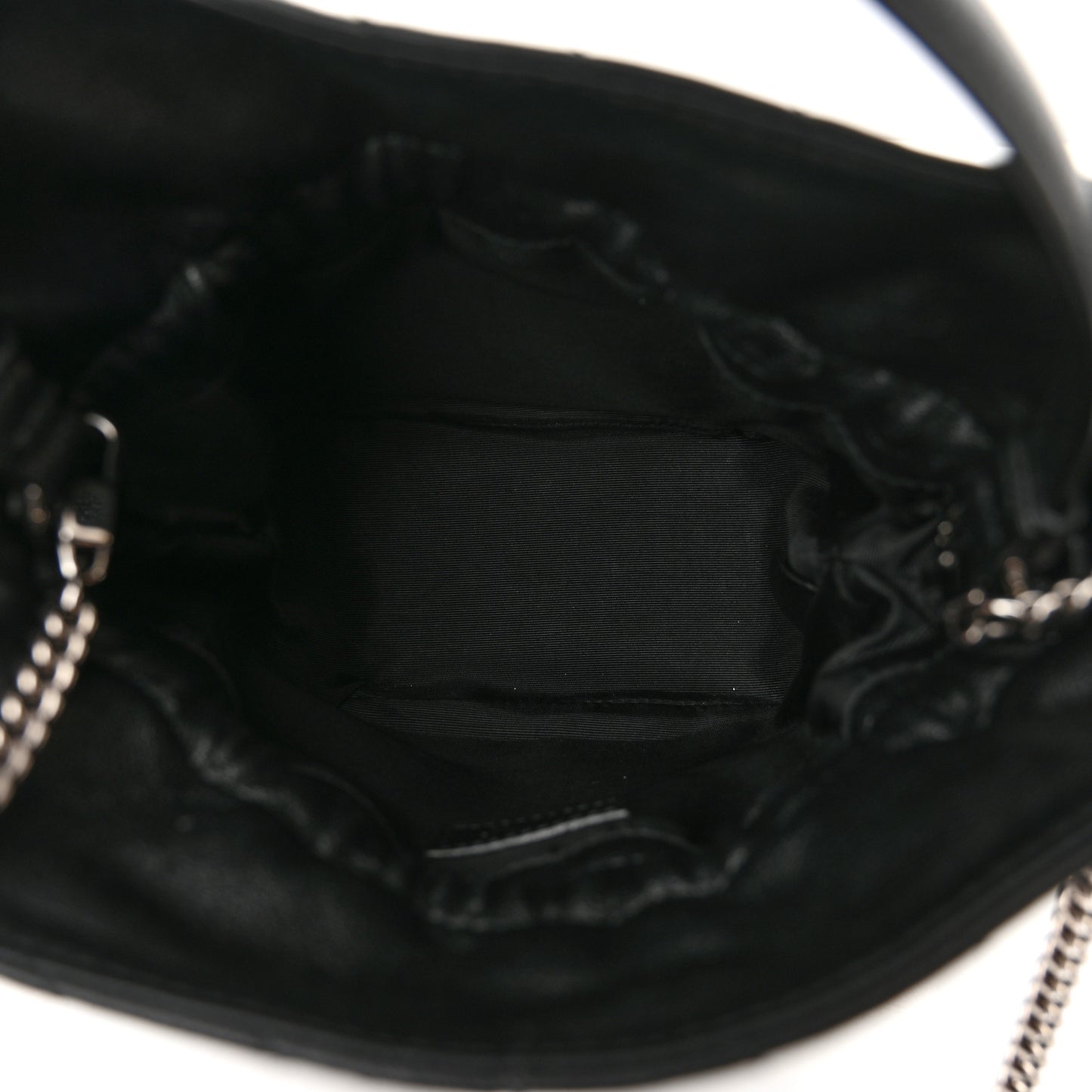 Sakai Be Green Calfskin Diagonal Stitched Mini Blondie Bucket Bag Black