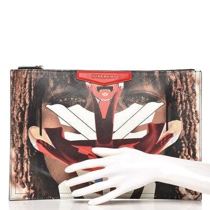 Givenchy Coated Canvas Tribal Girl Print Large Antigona Pouch 2 of 12