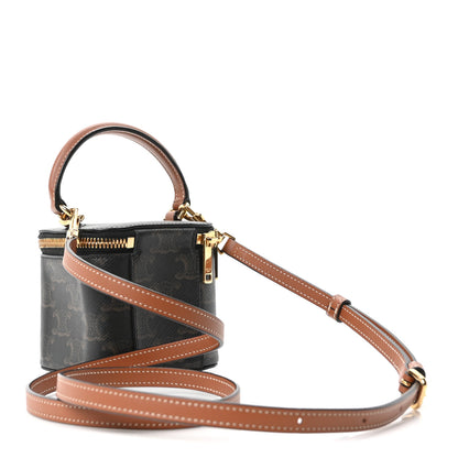 Celine Triomphe Canvas Calfskin Mini Vanity Case Tan 3 of 10