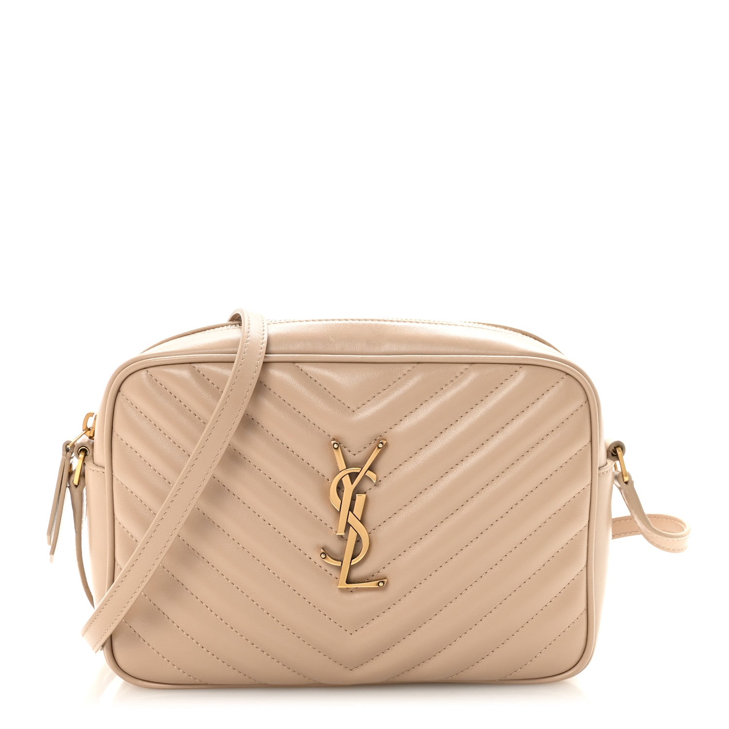 Saint Laurent Calfskin Matelasse Monogram Lou Camera Bag Dark Beige 1 of 9