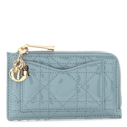 Christian Dior Patent Cannage Lady Dior Card Holder Cloud Blue 1 of 9