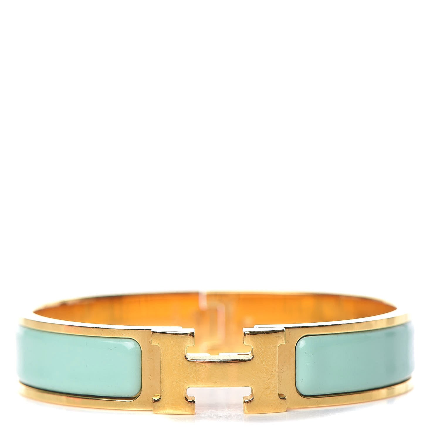 Hermes Enamel Narrow Clic Clac H Bracelet PM Vert Aqua 1 of 5