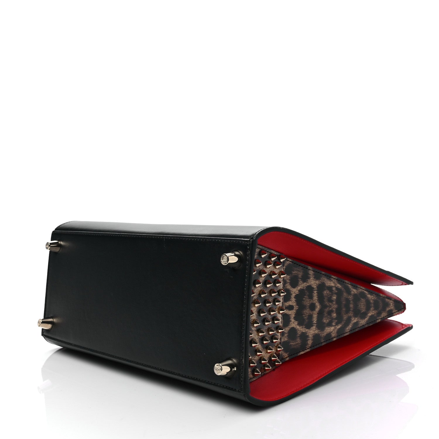 Christian Louboutin Calfskin Patent Leopard Spiked Medium Paloma Black 7 of 7