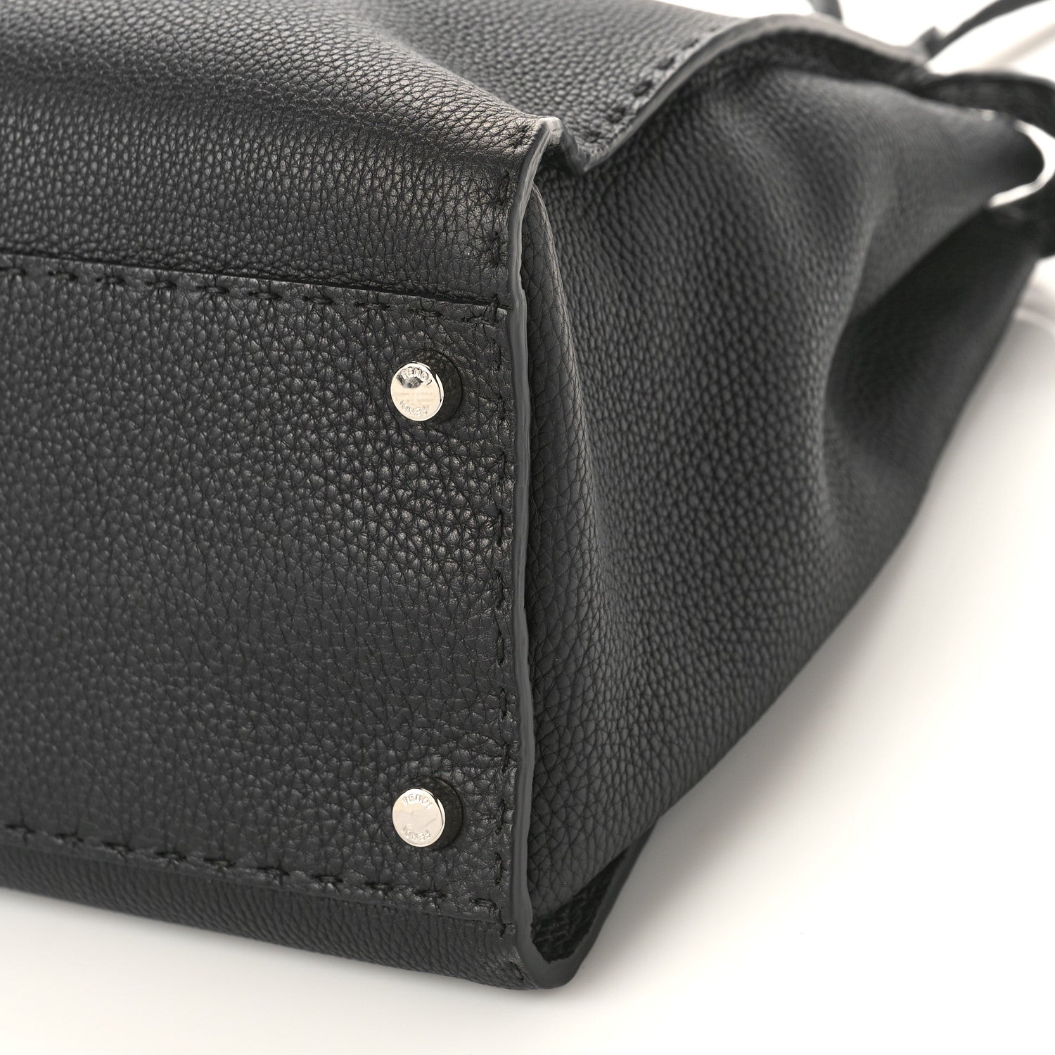 Fendi Cuoio Romano Selleria Bi-Color Large Peekaboo Iconic Satchel Black Mou 8 of 8