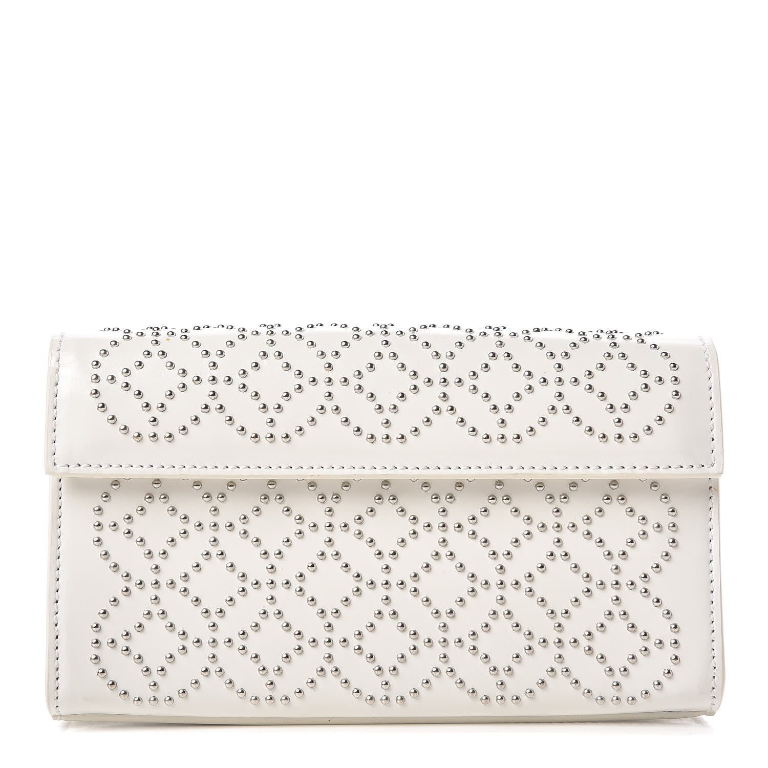Alaia Calfskin Arabesque Studded Clutch White 1 of 11