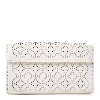 Alaia Calfskin Arabesque Studded Clutch White 1 of 11