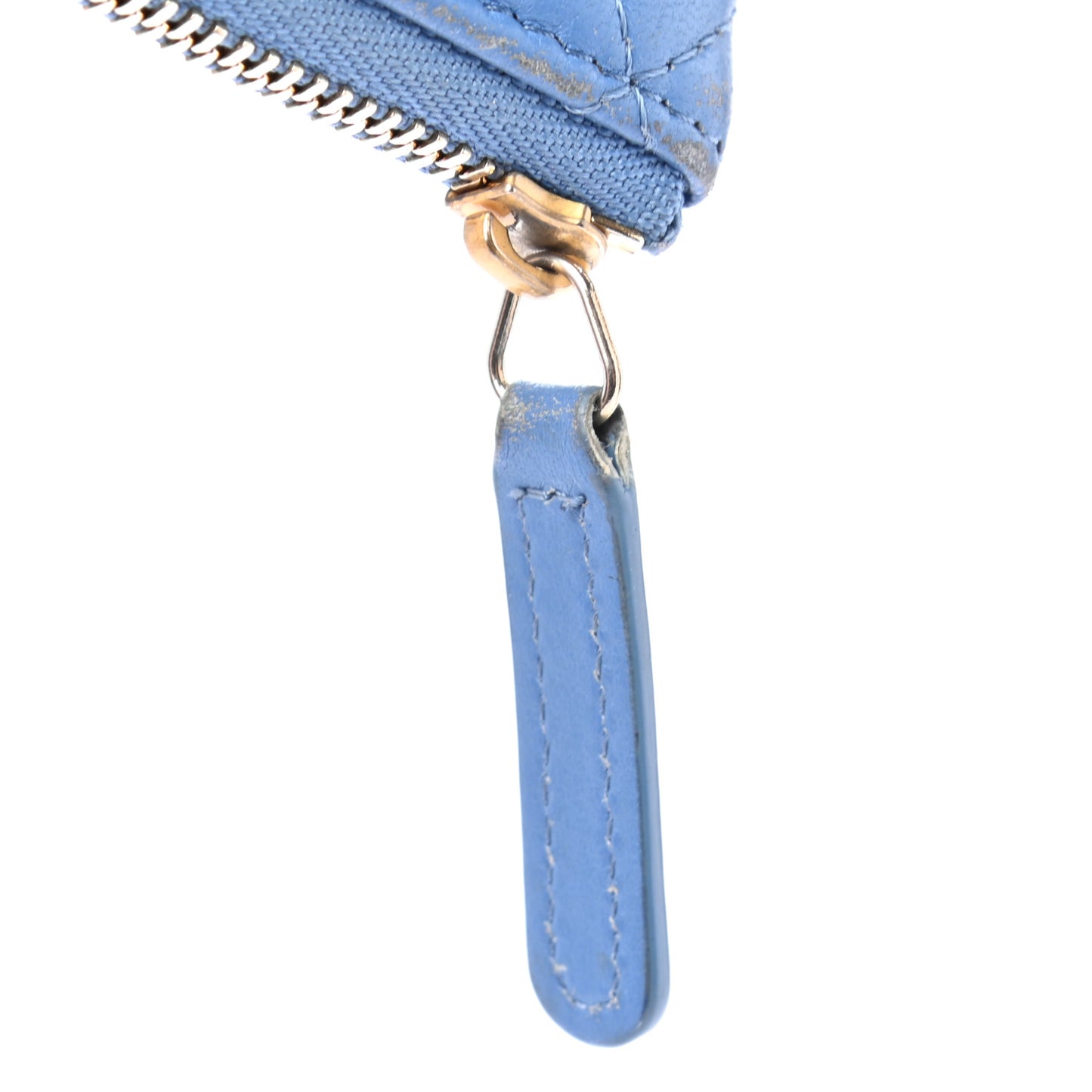 Lambskin Quilted Small Cosmetic Case Light Blue