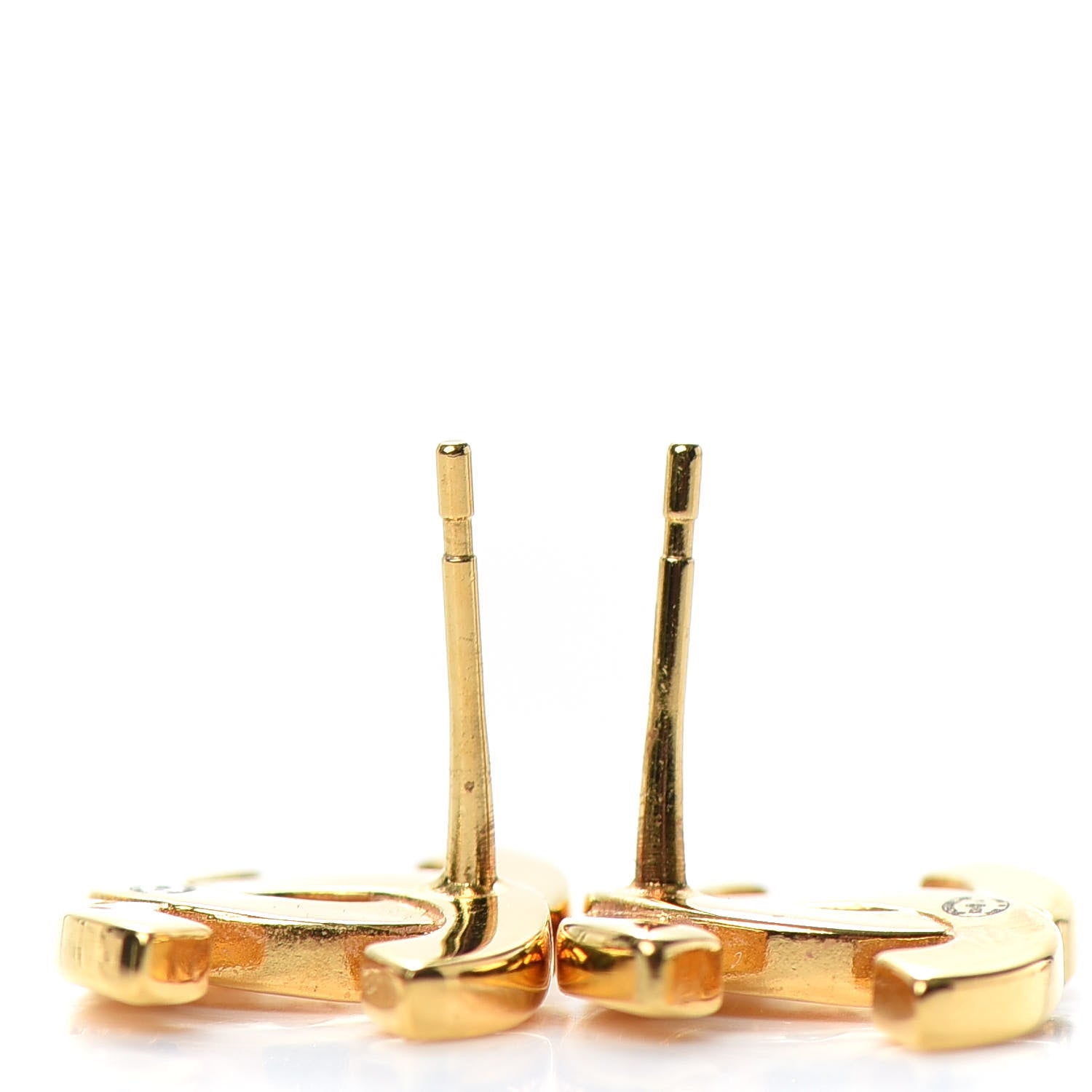 Chanel Metal CC Paris Button Stud Earrings Gold 3 of 4