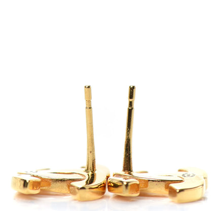 Chanel Metal CC Paris Button Stud Earrings Gold 3 of 4