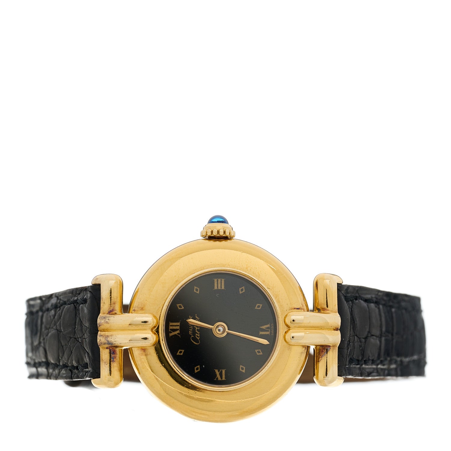 Cartier Sterling Silver Vermeil Alligator 24mm Must de Colisee Quartz Watch 2 of 4