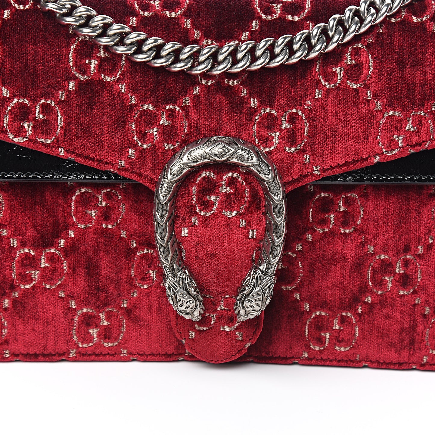 Velvet Skipper GG Monogram Small Dionysus Shoulder Bag Red Cipria Black