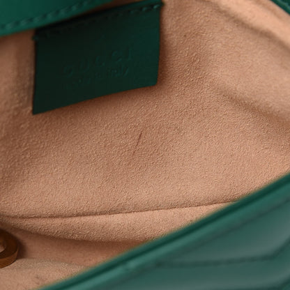 Gucci Calfskin Matelasse Super Mini GG Marmont Shoulder Bag Emerald Green 13 of 15