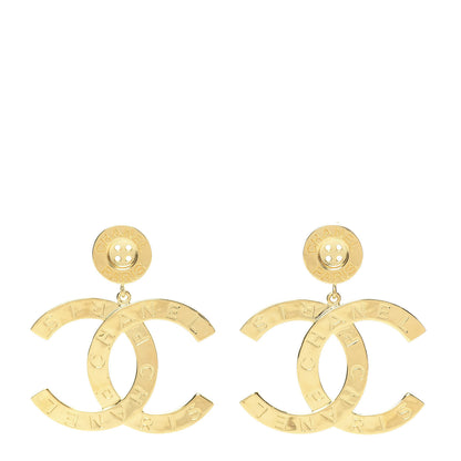 Chanel Metal Large Paris Button Earrings Gold 1 of 5
