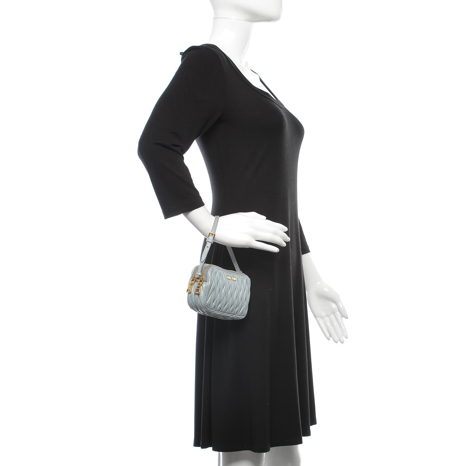 Miu Miu Nappa Matelasse Double Zip Pochette Clutch Nube 2 of 10
