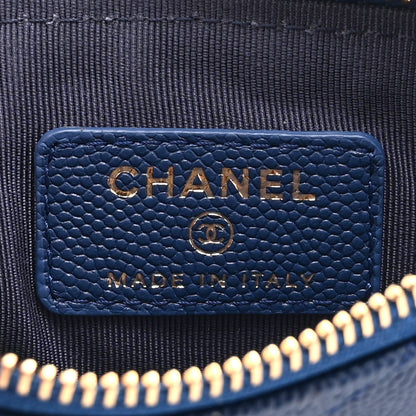 Chanel Caviar Chevron Quilted Small Ancient Greek Charms Cosmetic Case Blue 6 of 9