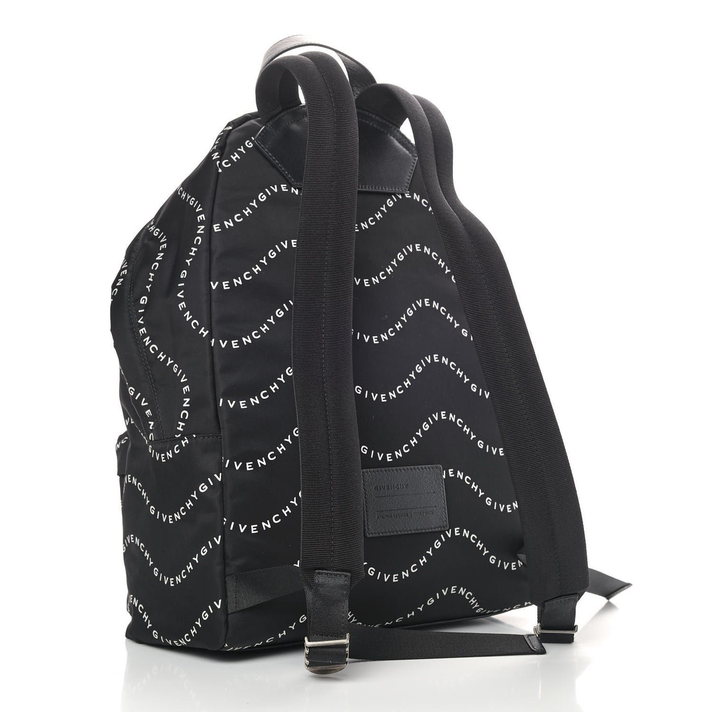 Nylon Waves Print Urban Backpack Black White