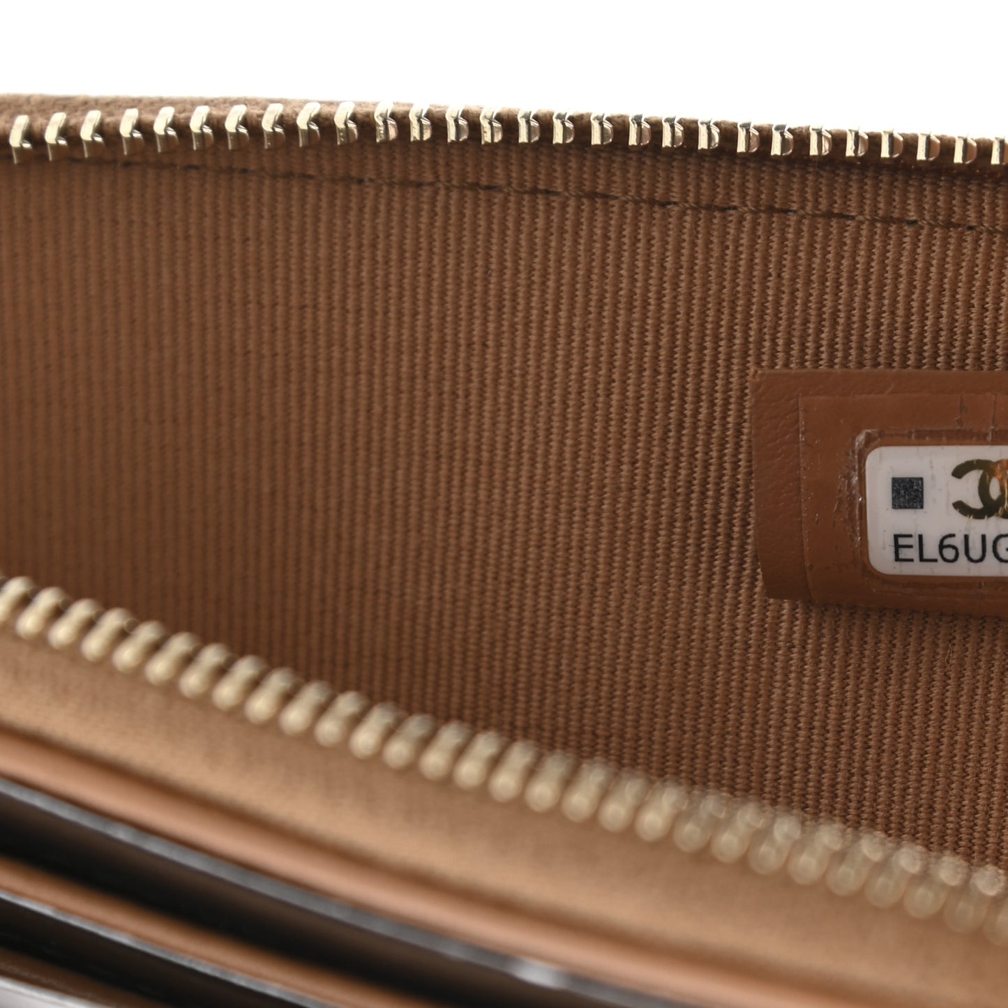Lambskin Quilted Chanel 19 Zip Card Holder Wallet Brown