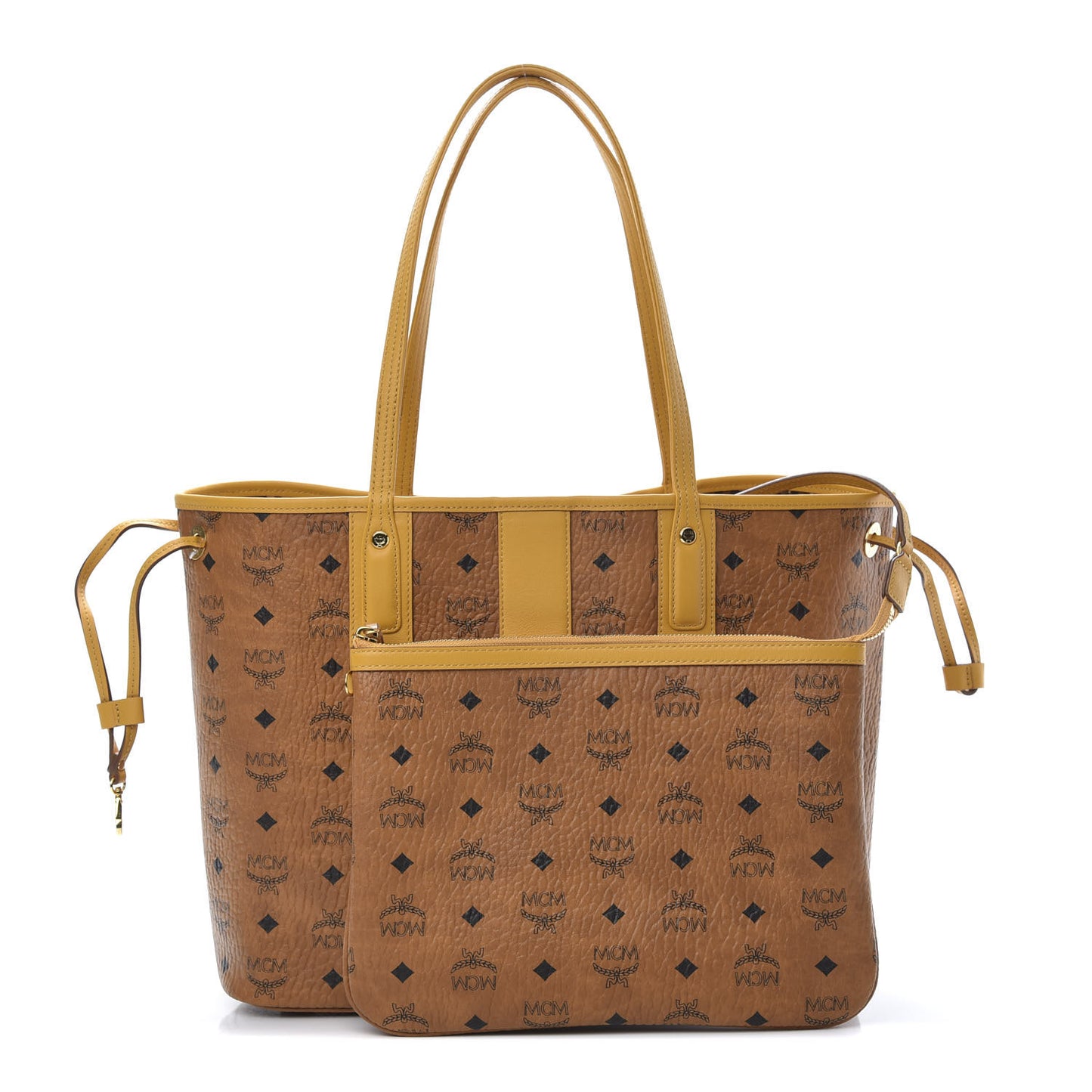 Visetos Medium Liz Reversible Shopper Tote Cognac Yellow