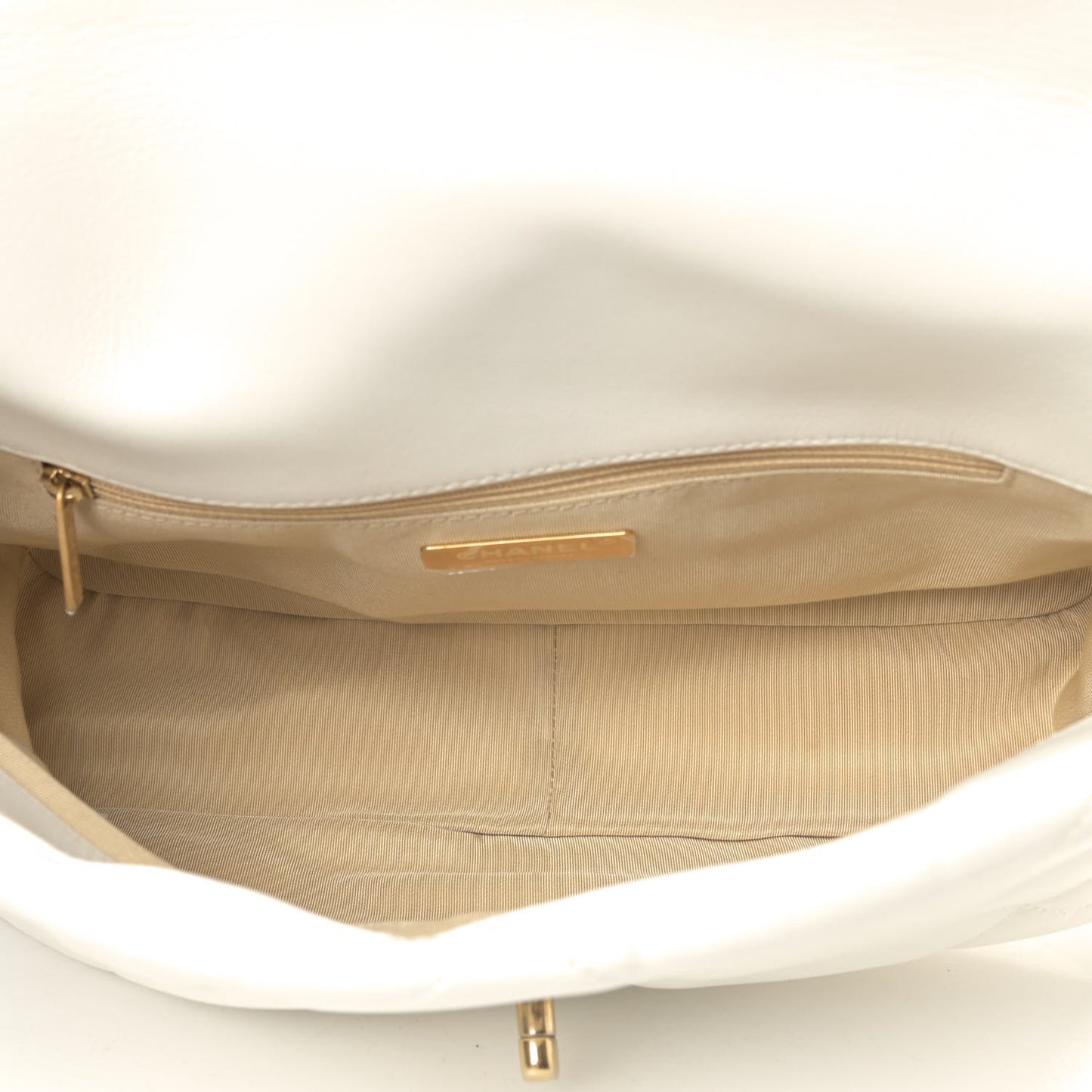 Goatskin Quilted Large Chanel 19 Flap White
