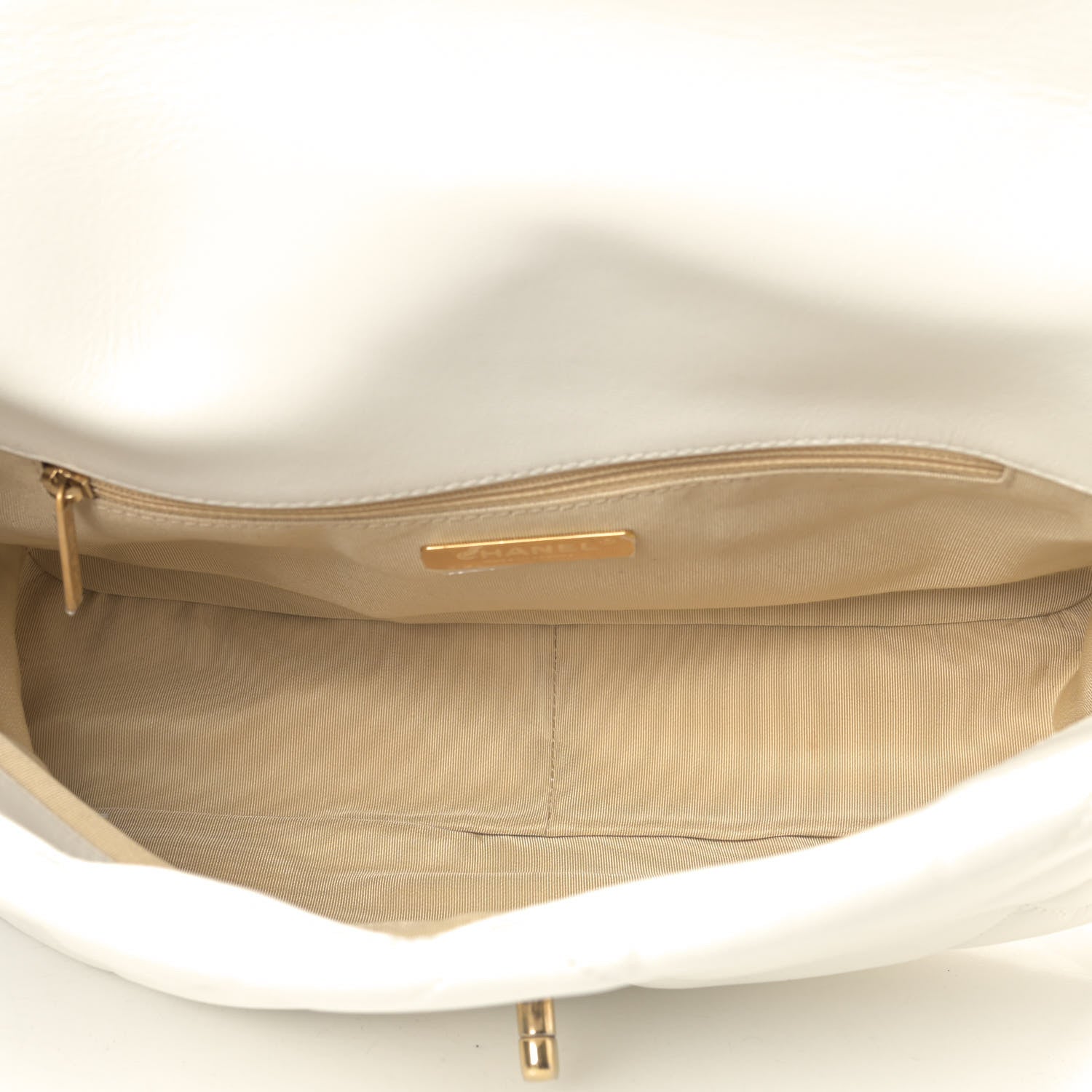 Chanel Goatskin Quilted Large Chanel 19 Flap White 4 of 5