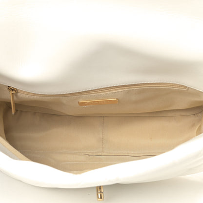 Chanel Goatskin Quilted Large Chanel 19 Flap White 4 of 5