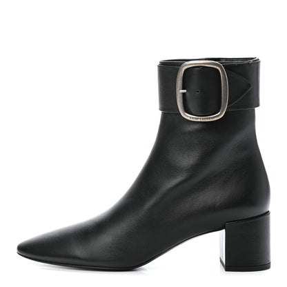 Saint Laurent Calfskin Joplin Buckle Booties 39.5 Black 1 of 4