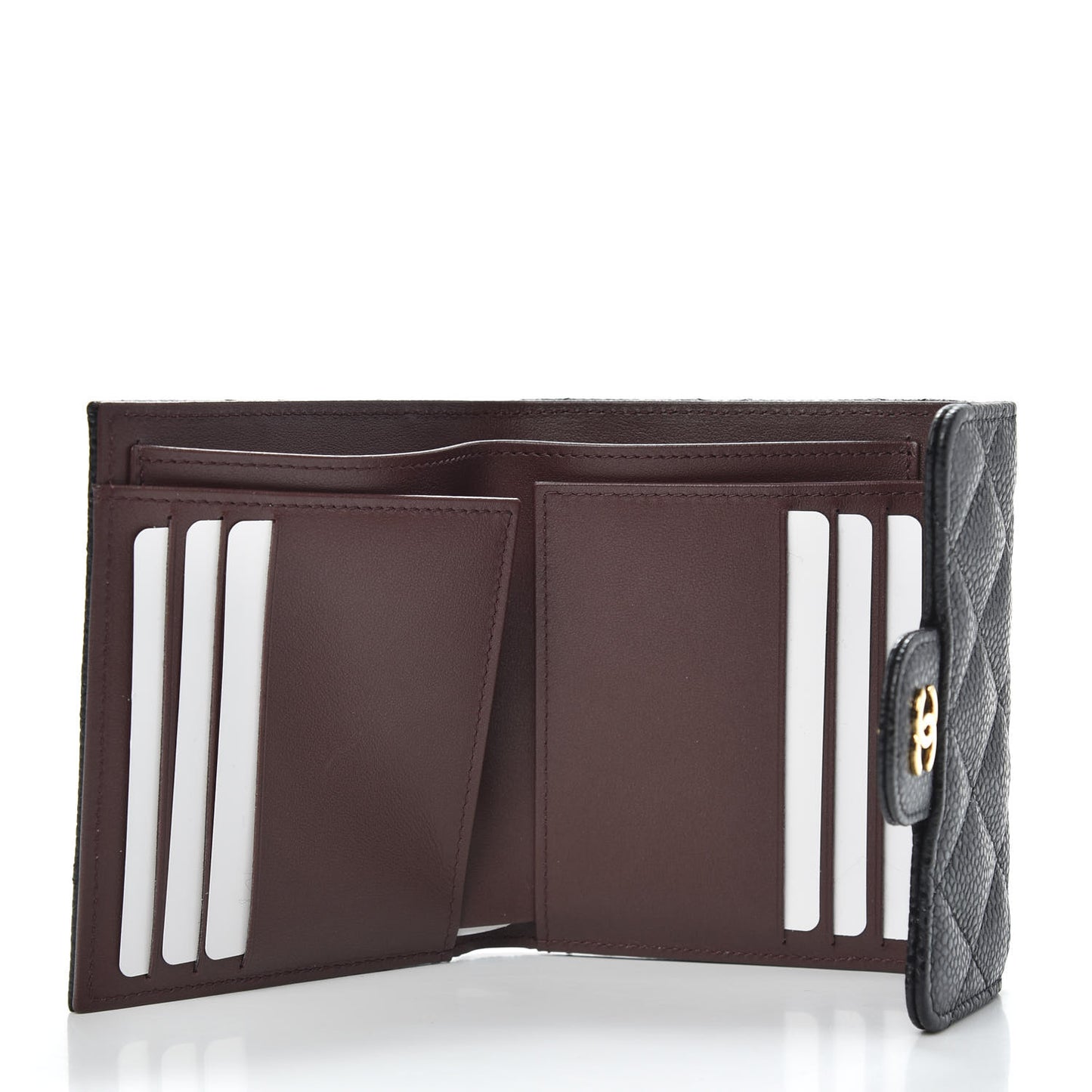 Caviar Quilted Compact Flap Wallet Black