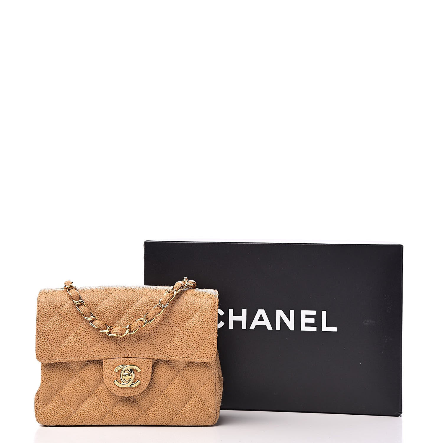 Chanel Caviar Quilted Mini Square Flap Beige 11 of 11