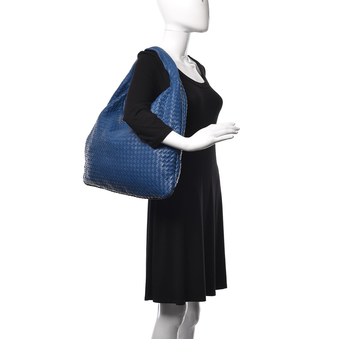 Nappa Intrecciato Large Veneta Hobo Cobalt Blue