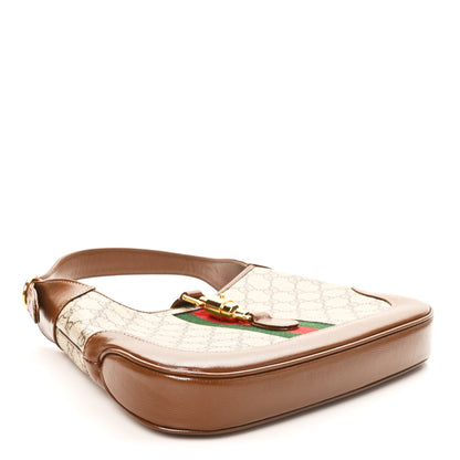 Gucci GG Supreme Monogram Azalea Calfskin Web Small Jackie 1961 Hobo Beige Ebony Brown Sugar 3 of 9