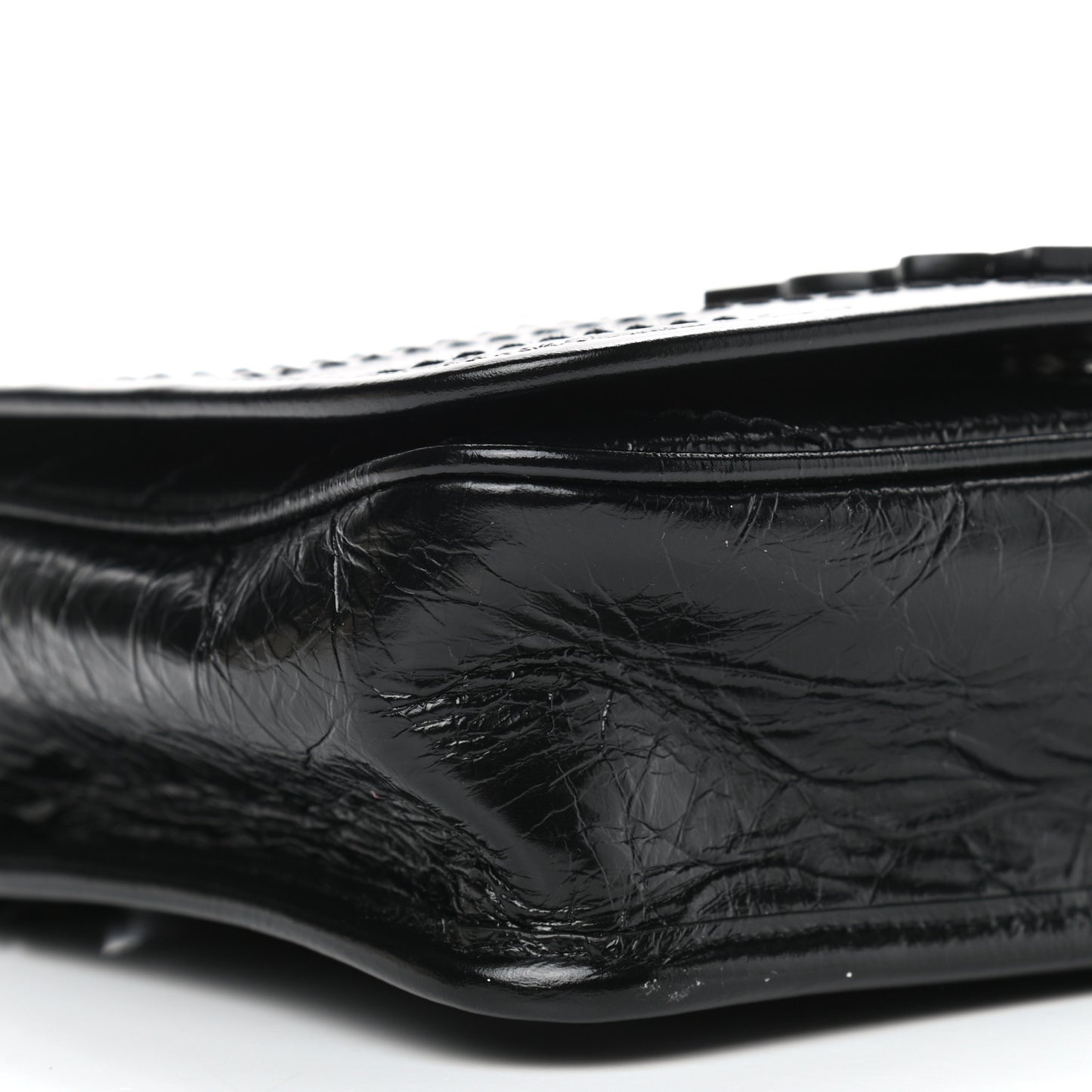 Crinkled Calfskin Matelasse Monogram Niki Chain Wallet Black