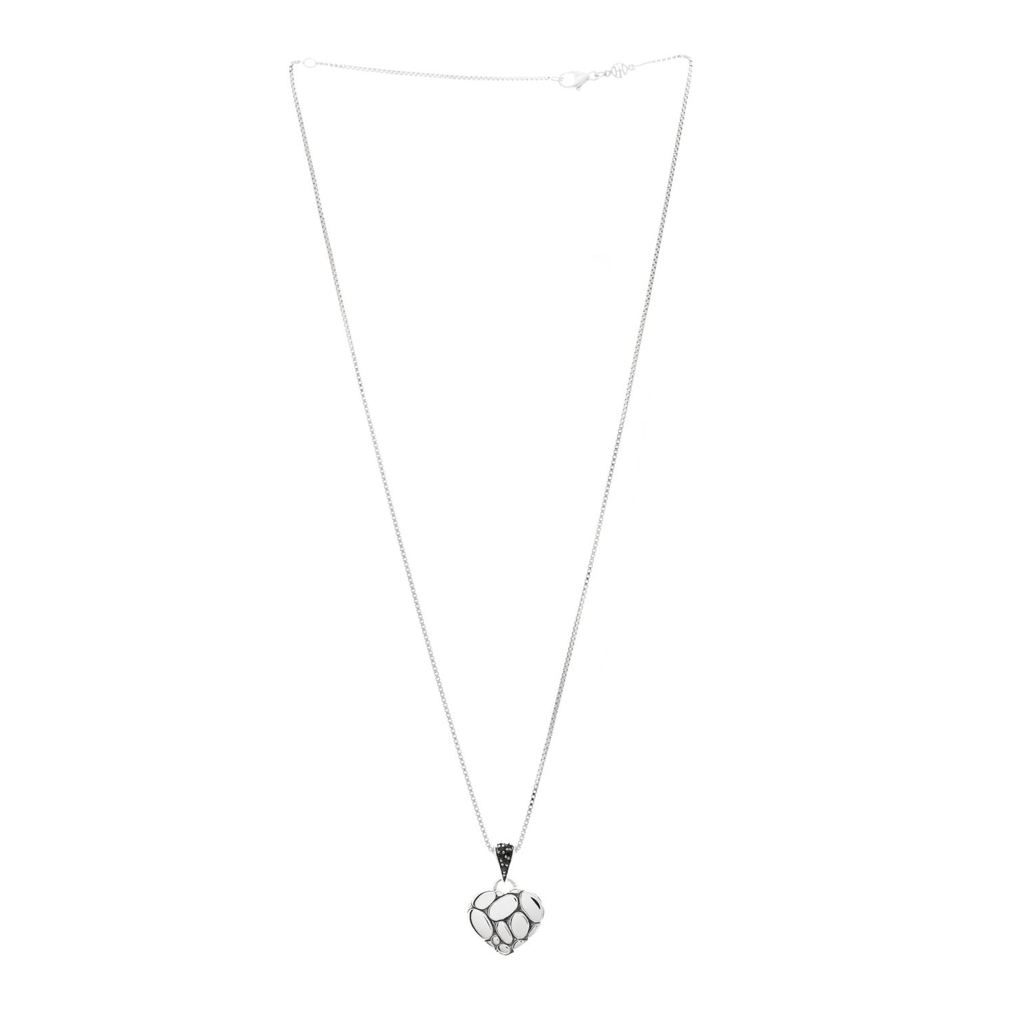 Sterling Silver Black Sapphire Kali Lava Heart Pendant Necklace