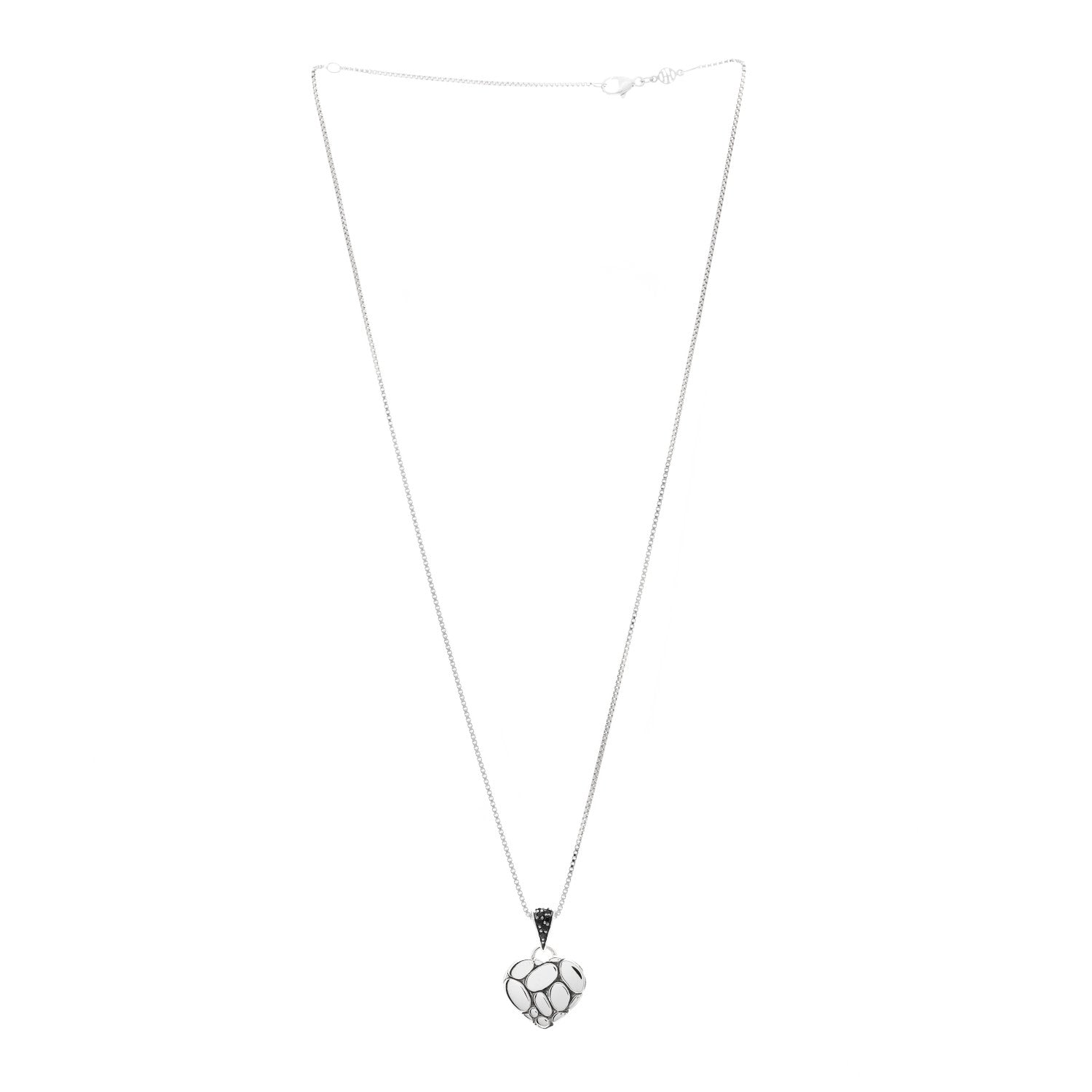 John Hardy Sterling Silver Black Sapphire Kali Lava Heart Pendant Necklace 3 of 4