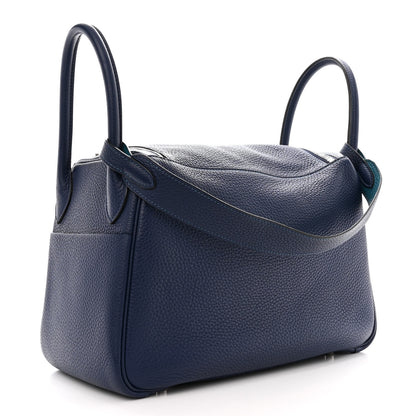 Hermes Taurillon Clemence Verso Lindy 30 Bleu Saphir Bleu Izmir 3 of 10