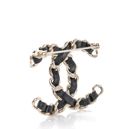 Chanel Lambskin Chain CC Brooch Black Gold 3 of 5