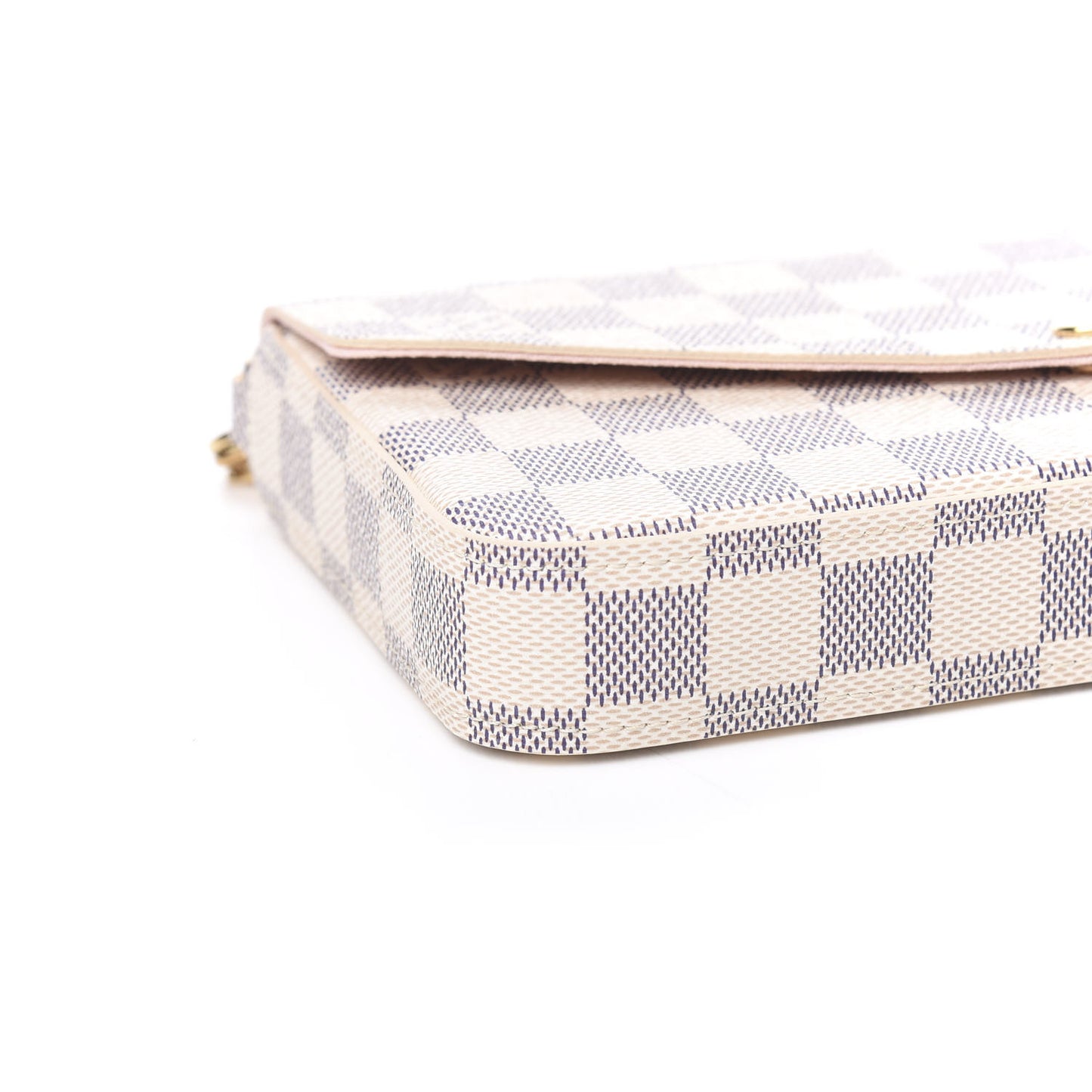 Damier Azur Pochette Felicie Chain Wallet Rose Ballerine