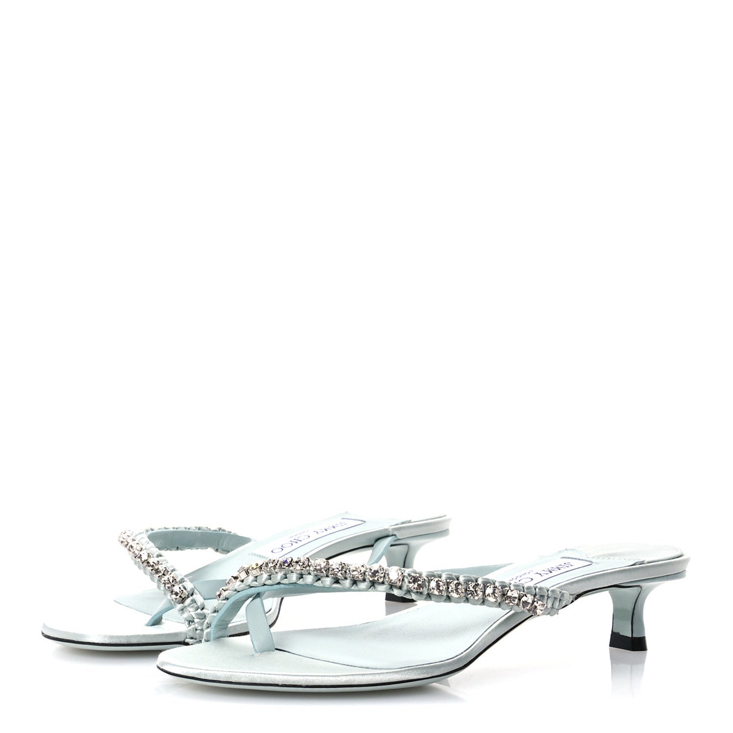 Jimmy Choo Satin Crystal Dila 35 Sandals 37.5 Light Verde 4 of 10